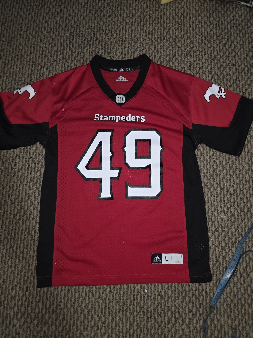 adidas Red & Black Stampeders #49 Football Jersey